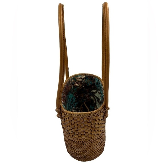 NWOT BALI BOHO Handmade Wick Mini Tote Bag Blue - Picture 8 of 9